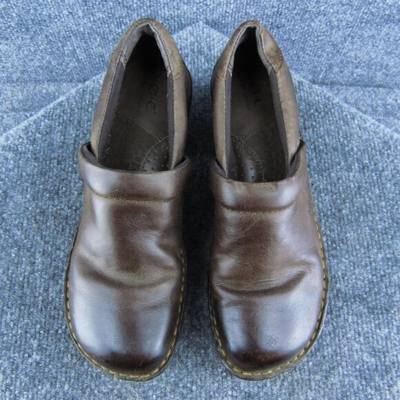Born Concept Women Clog Shoes Brown Leather Slip On Size 7.5‎ Medium - Picture 3 of 9